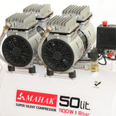 کمپرسور 50 لیتری بیصدا بدون روغن دو موتور محک مجهز به شیر برقی HSU1100-50L